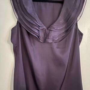 Ann Taylor Deep Purple Blouse with flattering collar. XL ( size 14 )